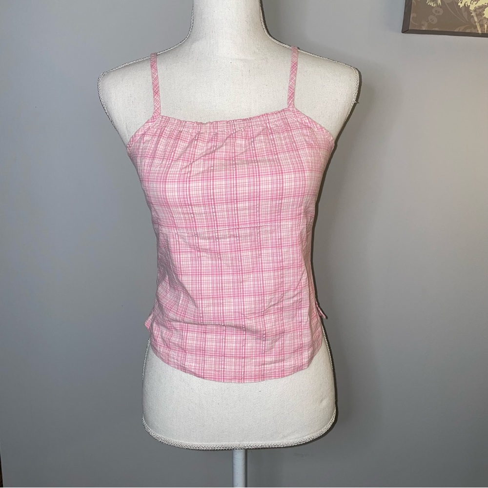 Full Tilt Pink Plaid Y2K Crop Tank